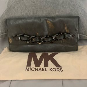 Michael Kors Gray Metallic Leather Clutch